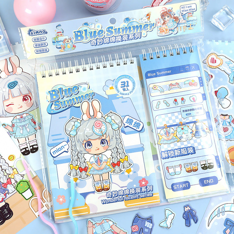 Aankleedstickerboek - Blauwe zomer