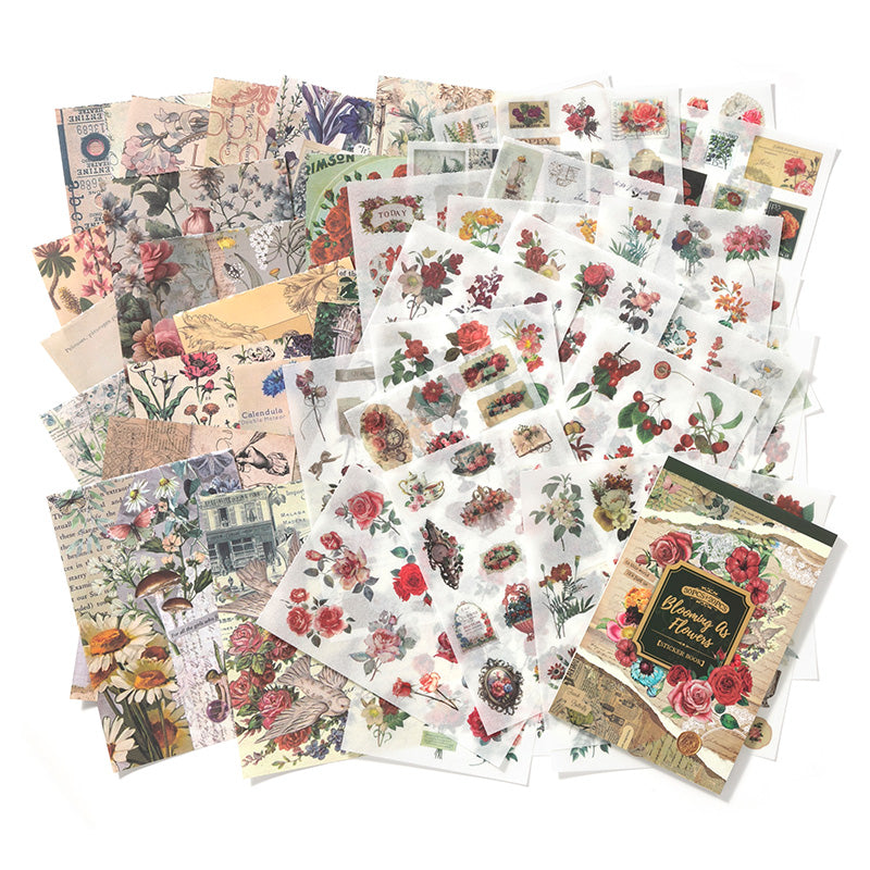 Volume Pack: 30 Washi + 20 Paper Sheets - Blooming as Flowers