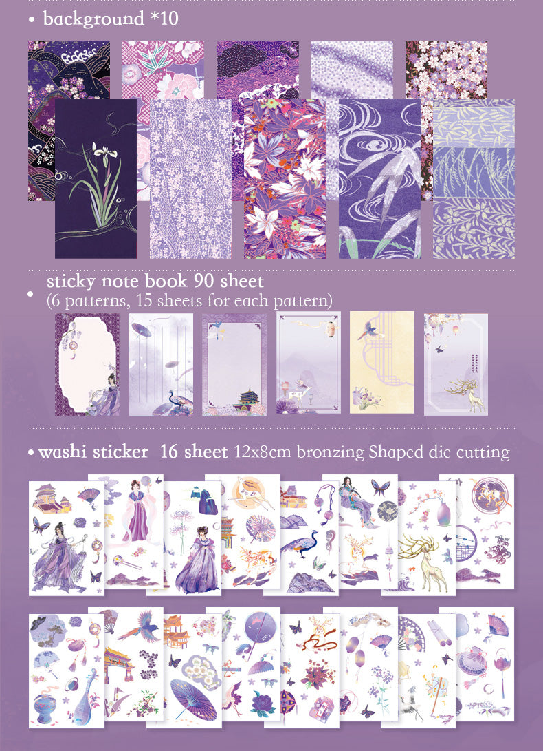 Bullet Journal Set - Luxe notitieboek cadeauset in Chinese stijl - Paars