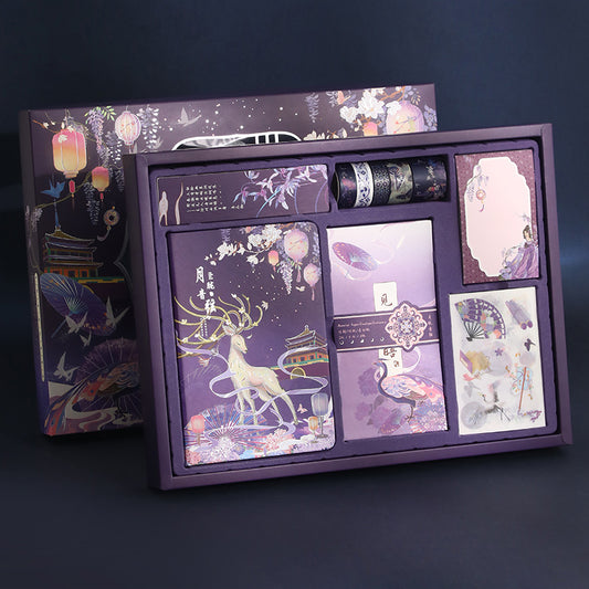 Bullet Journal Set - Luxe notitieboek cadeauset in Chinese stijl - Paars