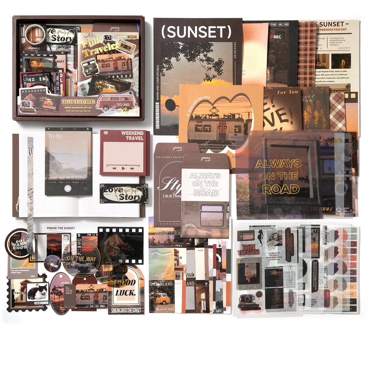 Simno Bullet Journal Set - 155 stuks - A6-notitieboek - Accessoires - Stickers - Sjablonen - Producten - Washi Tape - Scrapbook Album - Paars