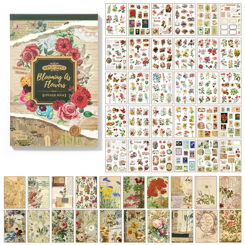 Volume Pack: 30 Washi + 20 Paper Sheets - Blooming as Flowers