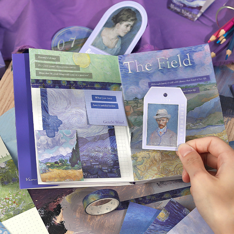 Simno Bullet Journal Set - 155 stuks - A6-notitieboek - Accessoires - Stickers - Sjablonen - Producten - Washi Tape - Scrapbook Album - Paars