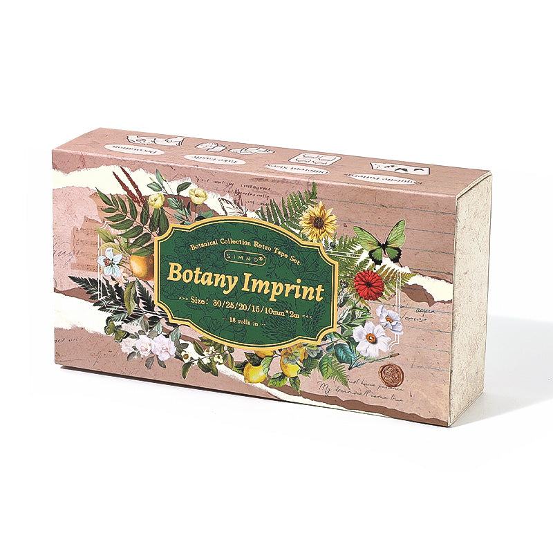 Washi Tape Set - Botanische Opdruk - Bloemen Planten Vintage Washi Tape - 18 Rollen