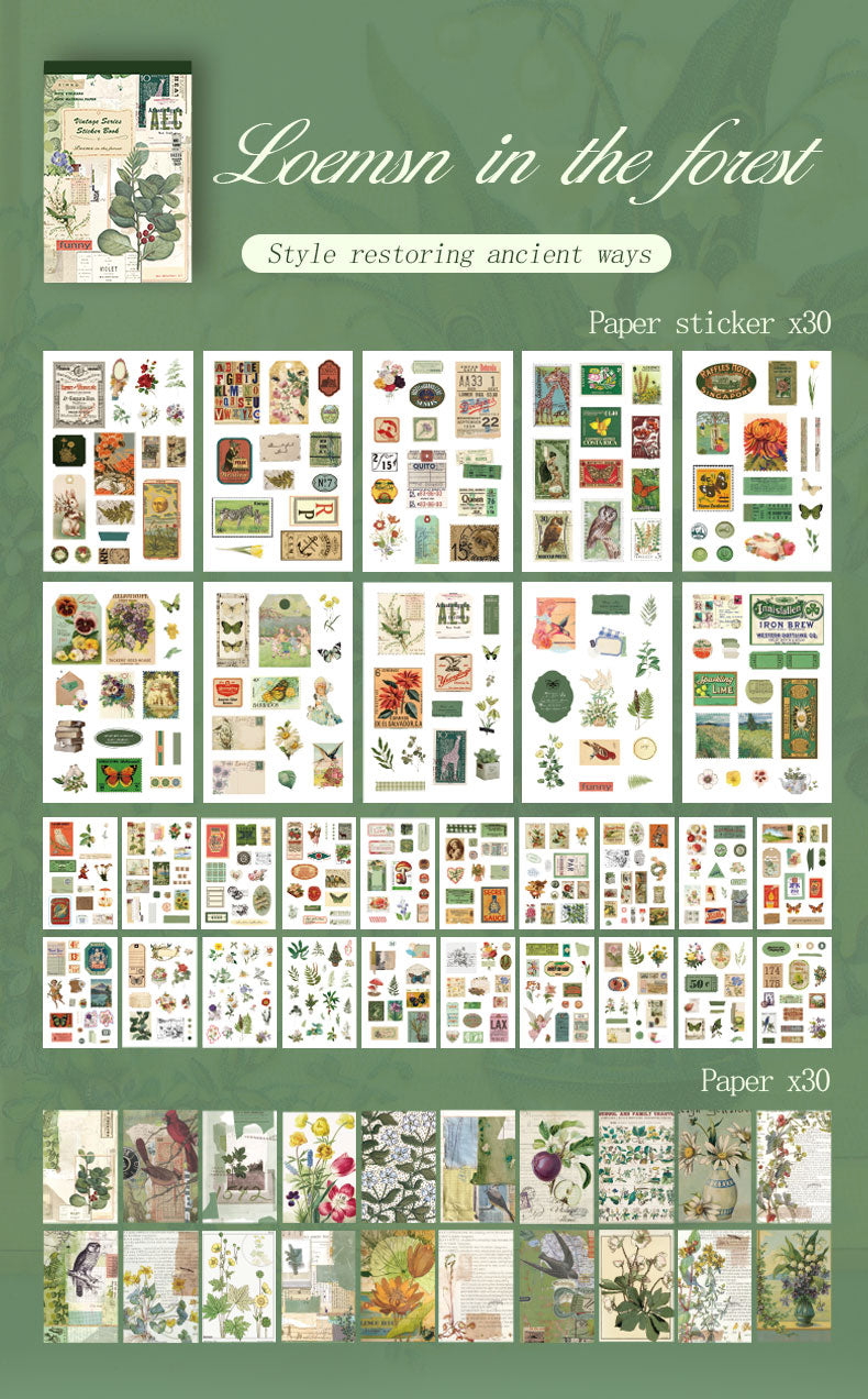 Volume Pack: 30 Washi + 20 Paper Sheets  - Poems In The Forest