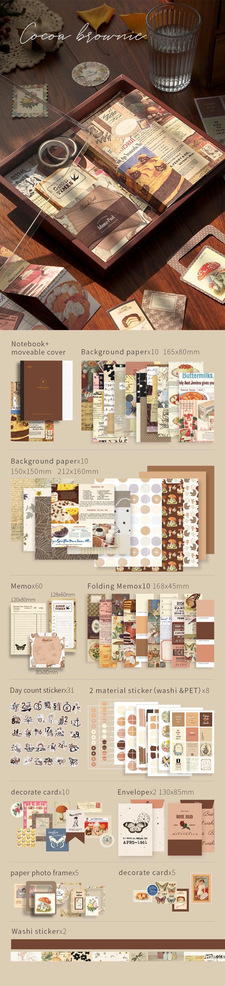 Bullet Journal Set - 155 Stuks - Bruin