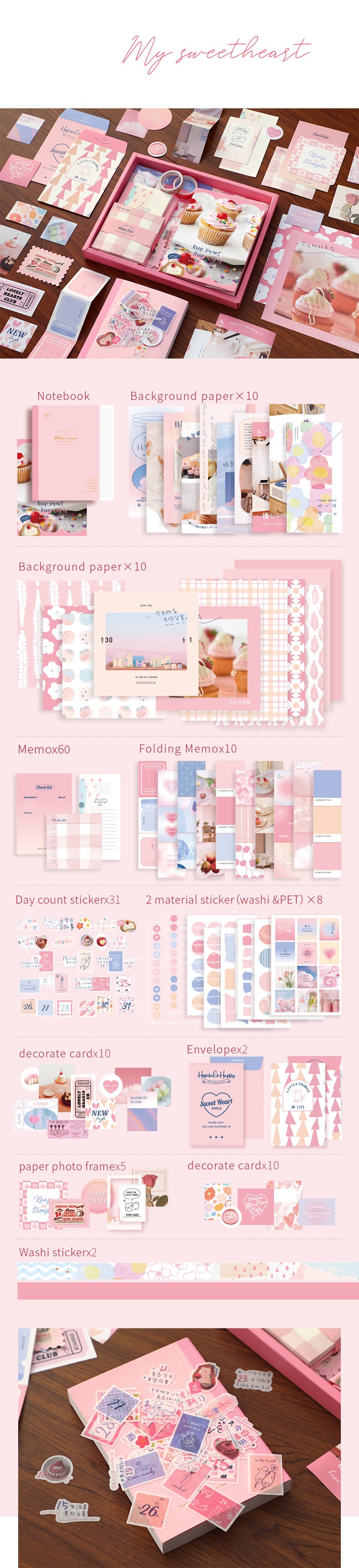 Bullet Journal Set - 155 stuks - My Sweetheart