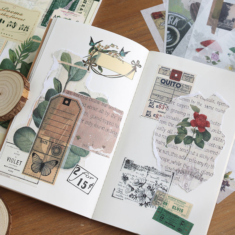 Volume Pack: 30 Washi + 20 Paper Sheets  - Poems In The Forest