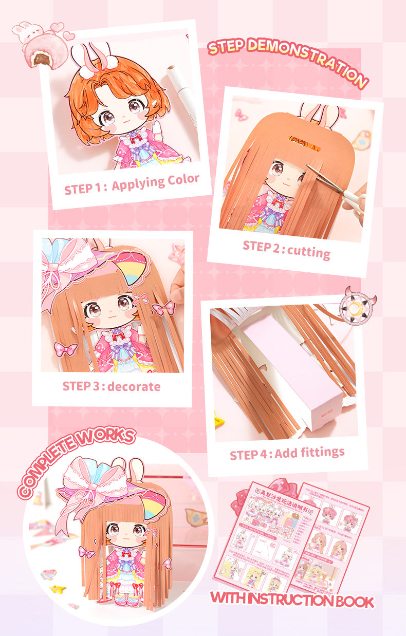 Simno Creative Hair Salon DIY-uitknipset voor papieren modepoppen