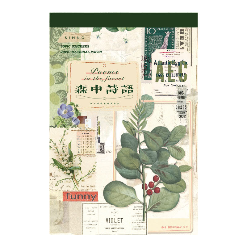 Volume Pack: 30 Washi + 20 Paper Sheets  - Poems In The Forest