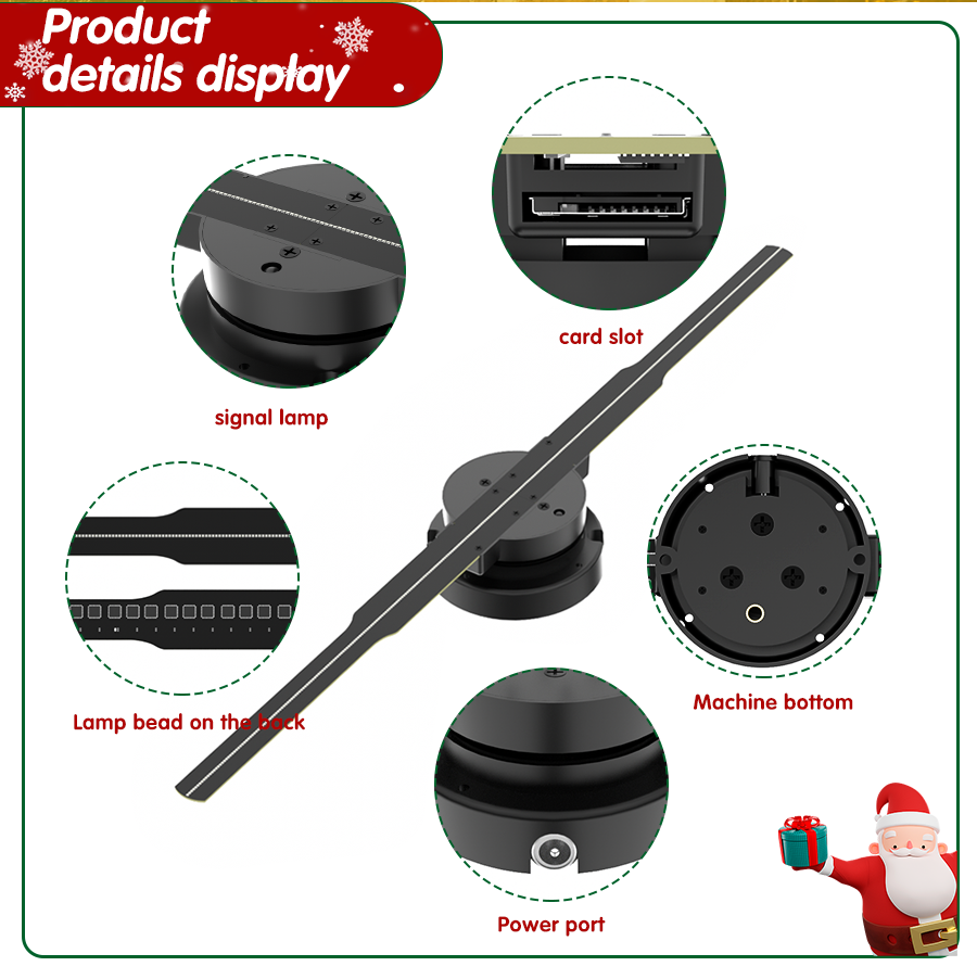 LED-verlichting Slimme 3D-hologramventilator - Projector - 45 cm - 2000 * 704