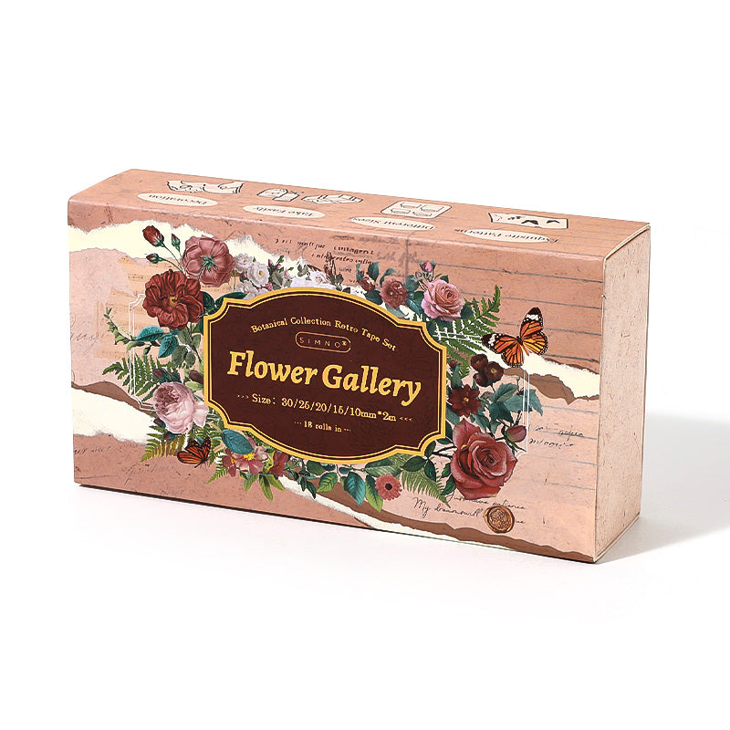 Washi Tape Set - Bloemengalerij - Bloemen Planten Vintage Washi Tape - 18 Rollen