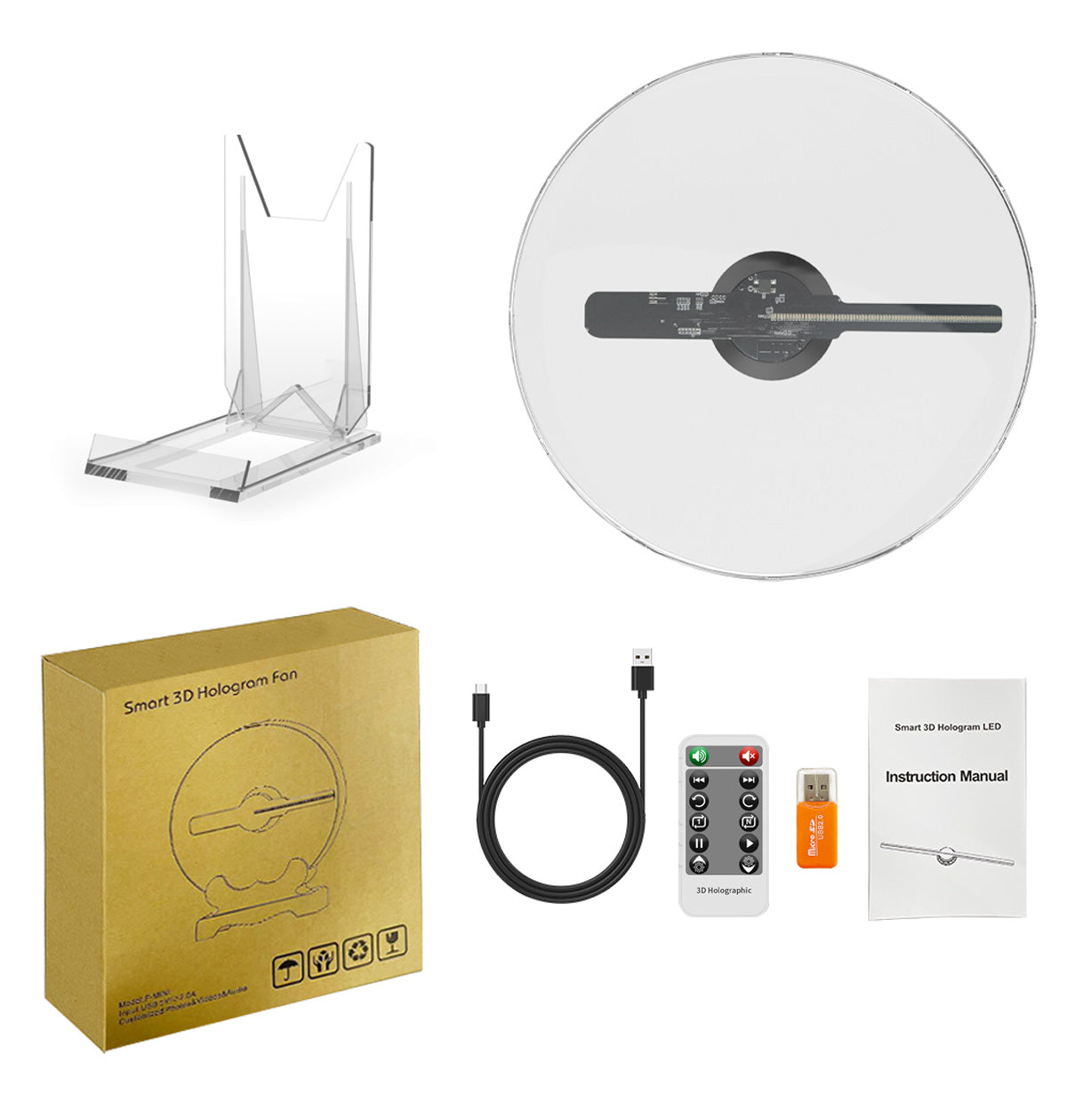 LED-verlichting Smart 3D Hologram Fan - Projector - 18cm - Desktop