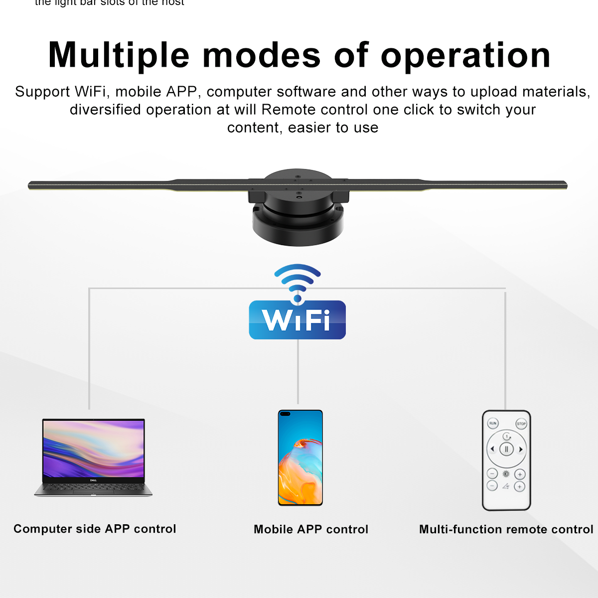 LED-verlichting Slimme 3D-hologramventilator - Projector - 45 cm - 2000 * 704