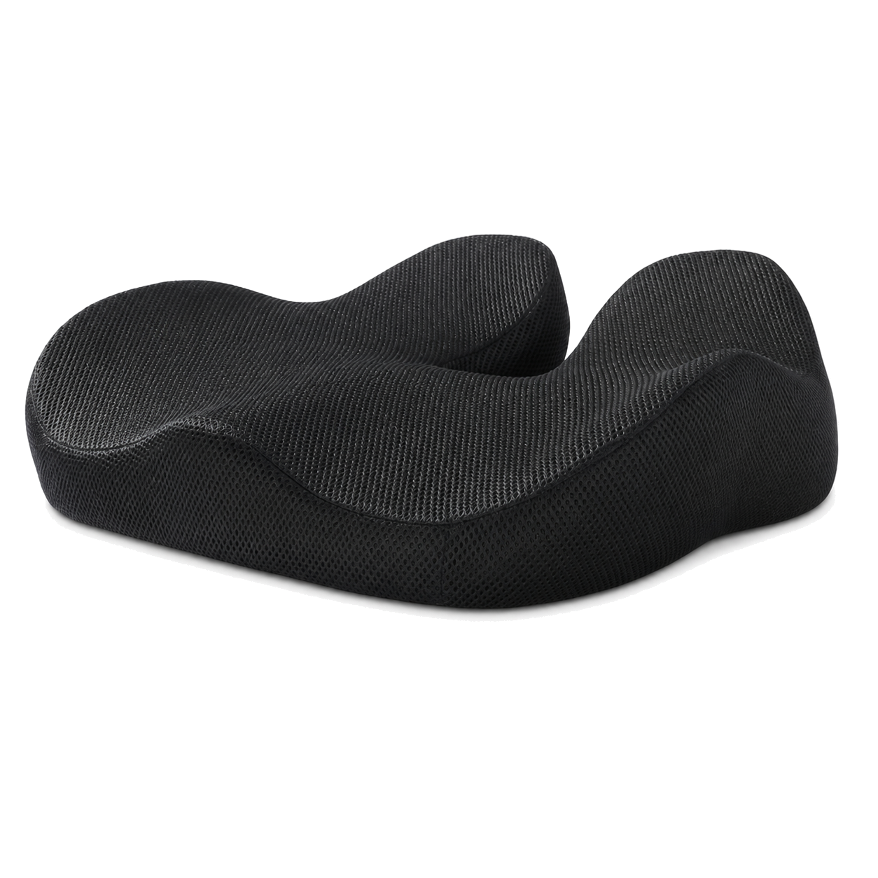 Black LYH ergonomic mesh seat cushion on a pure white background
