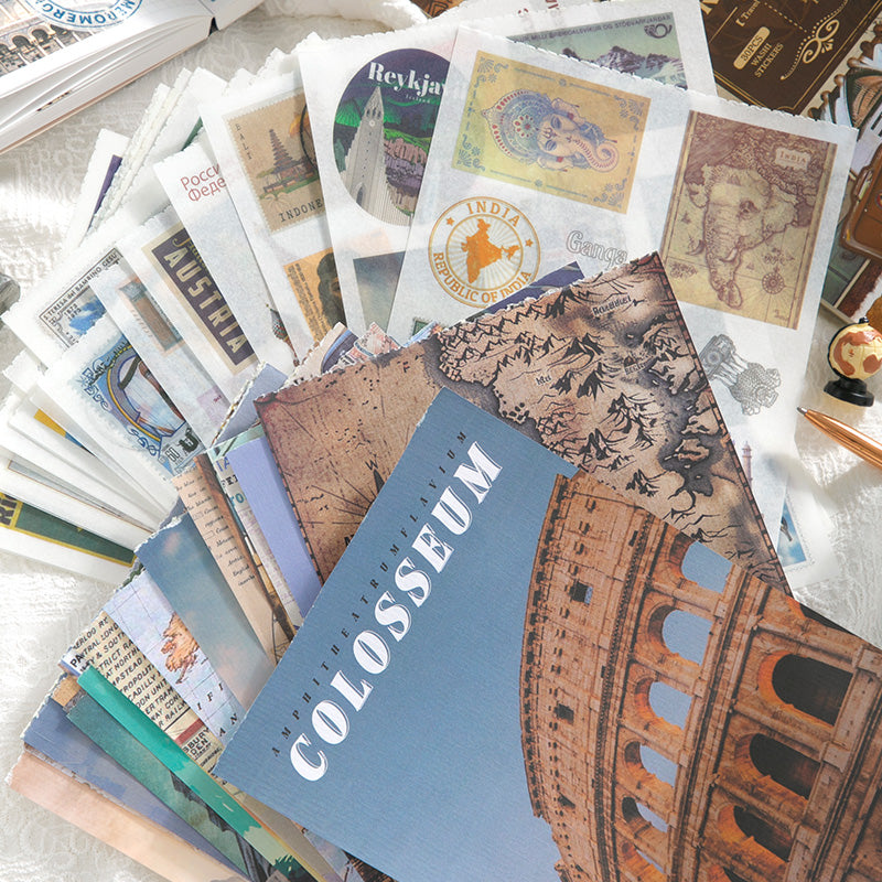Volume Pack: 30 Washi + 20 Paper Sheets - Global Travel