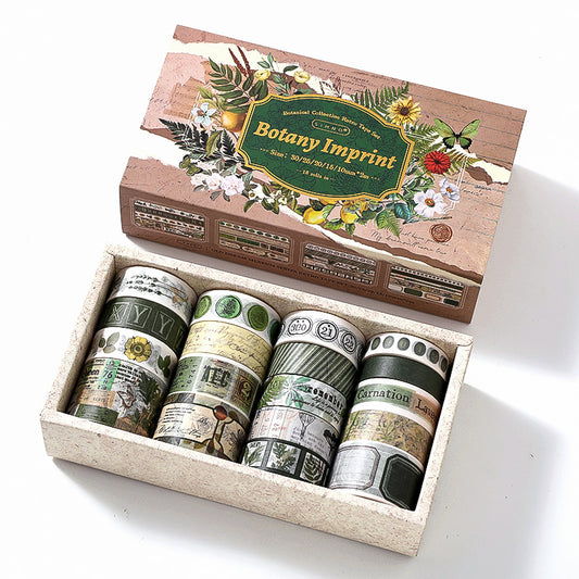 Washi Tape Set-Botany Imprint - Flower Plants Vintage Washi Tape – 18 Rolls