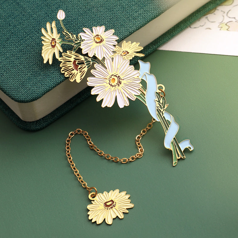 Bookmark - Gilded Brass Metal Bookmark - Morning Daisy
