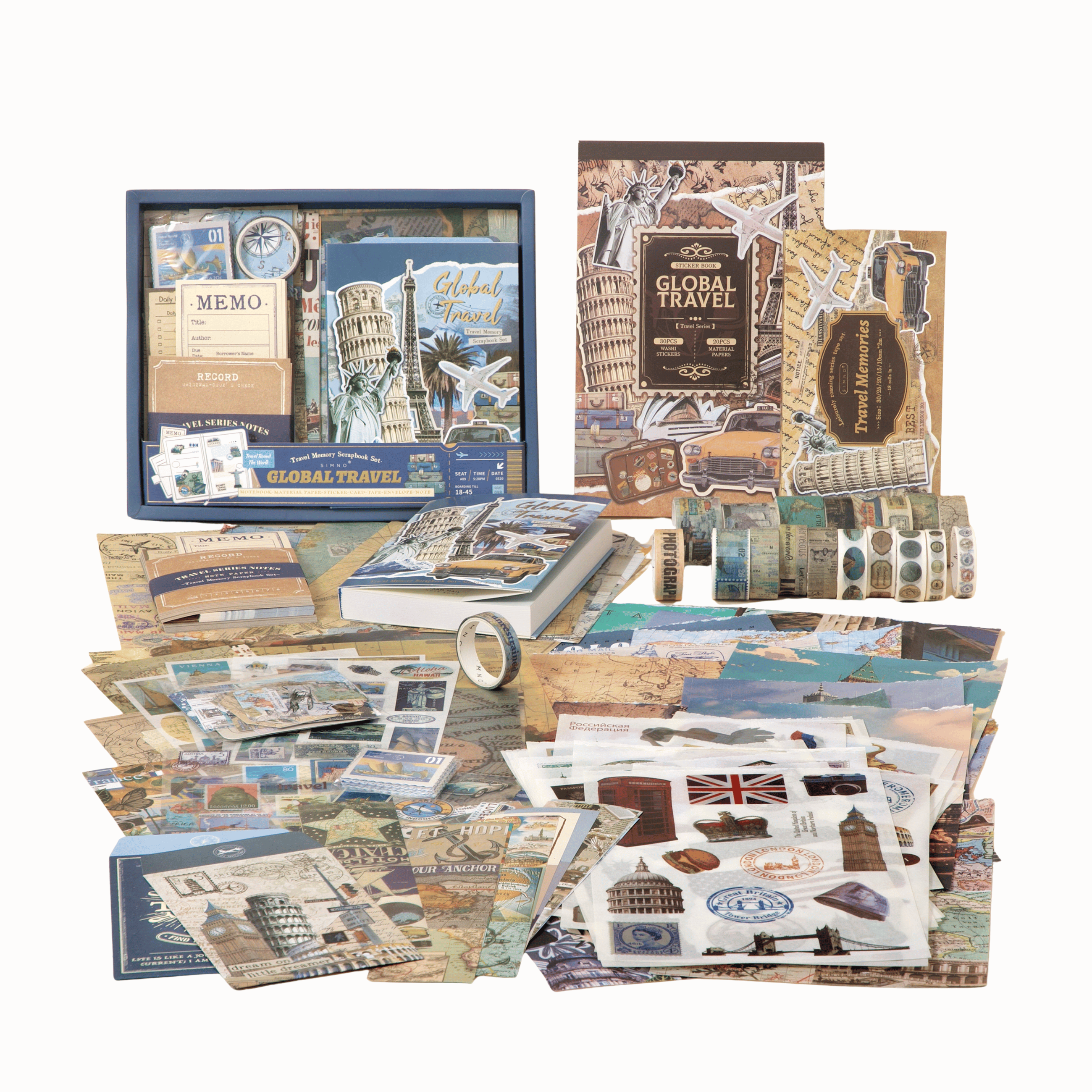 SIMNO® Journaling-Geschenkset - Weltreise - 263-teilig