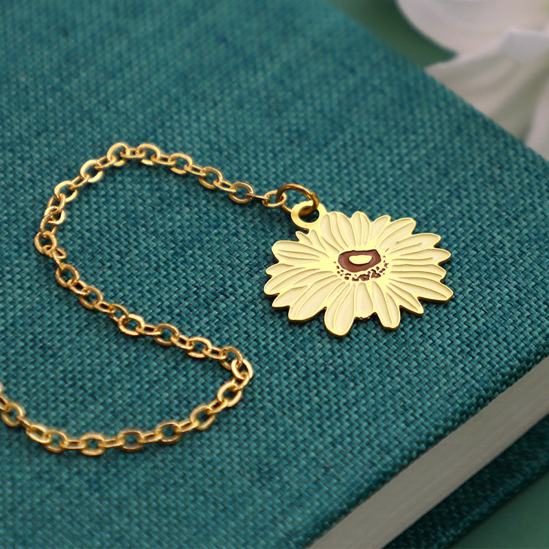 Bookmark - Gilded Brass Metal Bookmark - Morning Daisy