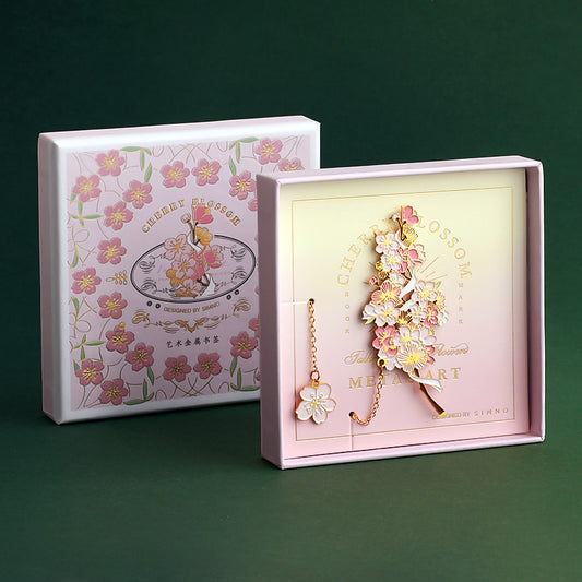 Bookmark - Gilded Brass Metal Bookmark - Cherry Blossoms