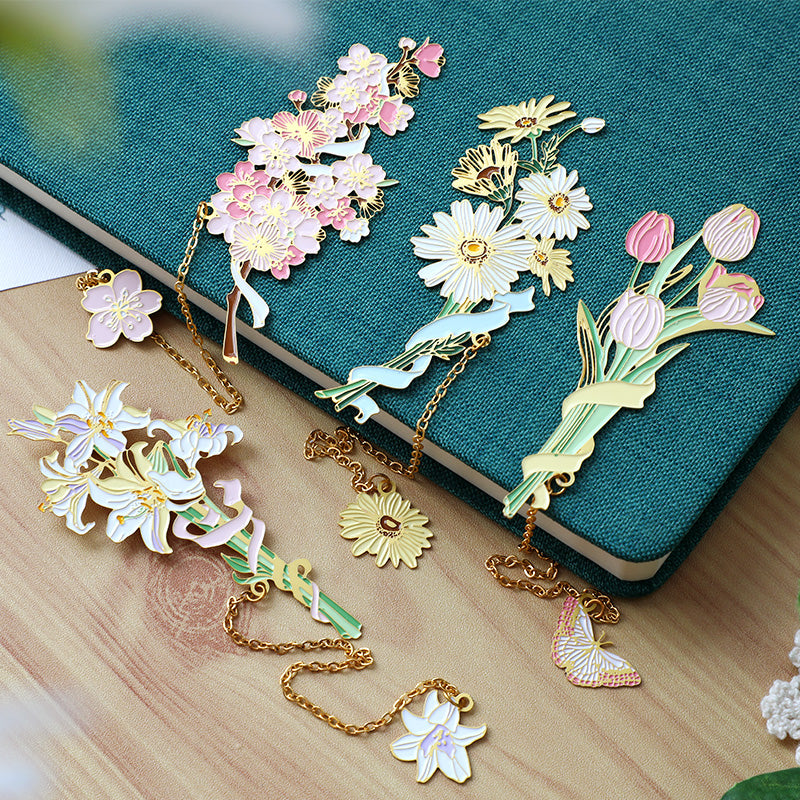 Bookmark - Gilded Brass Metal Bookmark - Morning Daisy