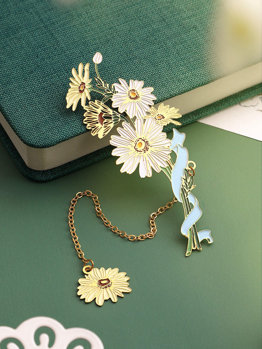 Bookmark - Gilded Brass Metal Bookmark - Morning Daisy
