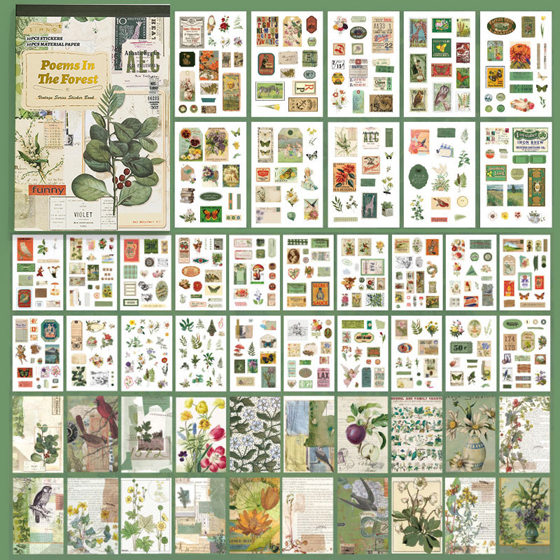 SIMNO® Sticker & Paper Set - Poems In The Forest - 50 sheets