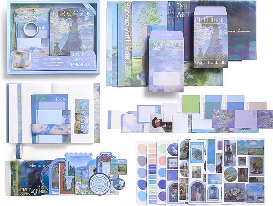 SIMNO® A6 Bullet Journal Set - 12 Soorten & 195-delig - Scrapbook Set met Stickers, Washi Tape en Decoratiepapier - Warme Wind