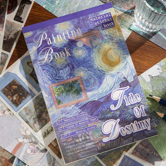 SIMNO® Vintage stickerboek - 50 vellen - Stickers en hobbypapier voor bullet journal, planner en scrapbook - Tide of Destiny