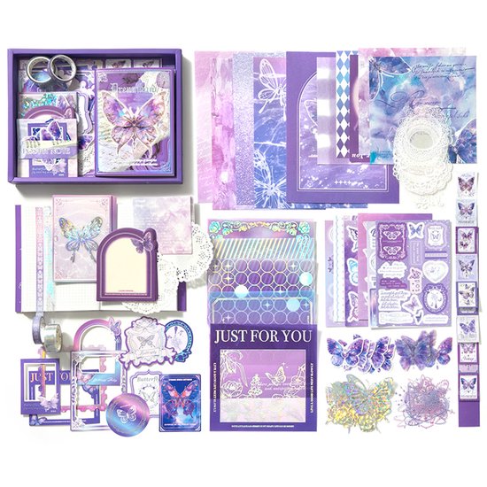 SIMNO® A6 Bullet Journal Set - 12 Soorten & 195-delig - Scrapbook Set met Stickers, Washi Tape en Decoratiepapier - Droomland