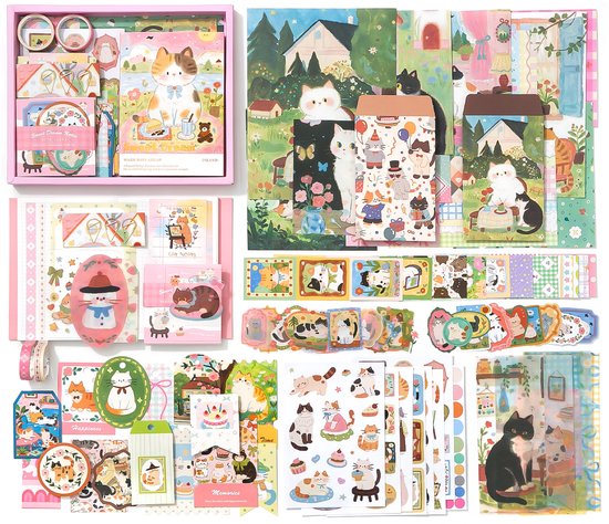 SIMNO® A6 Bullet Journal Set - 12 Soorten & 195-delig - Scrapbook Set met Stickers, Washi Tape en Decoratiepapier - Zoete droom