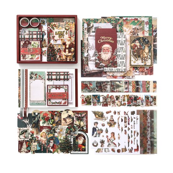 SIMNO® A6 Bullet Journal Set - 12 Soorten & 195-delig - Scrapbook Set met Stickers, Washi Tape en Decoratiepapier - Kerstcadeau
