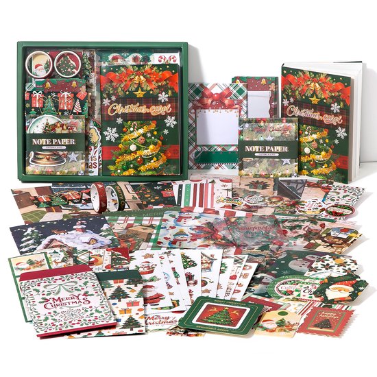 SIMNO® A6 Bullet Journal Set - 12 Soorten & 195-delig - Scrapbook Set met Stickers, Washi Tape en Decoratiepapier - Kerstlied