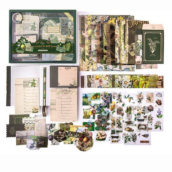 SIMNO® A6 Bullet Journal Set - 12 Soorten & 195-delig - Scrapbook Set met Stickers, Washi Tape en Decoratiepapier - Wilde Koepel