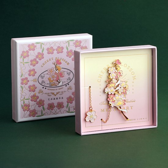 SIMNO® - Messing bladwijzer - Kersenbloesem bloemdesign - met hanger - geschikt als cadeau