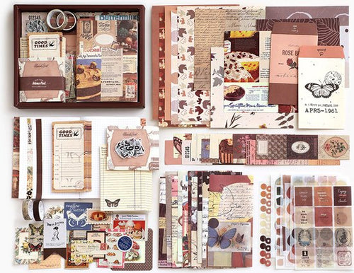 SIMNO® A6 Bullet Journal Set - 195-delige Journaling Set met Washi Tape, Stickers en Decoratiepapier - Bruin
