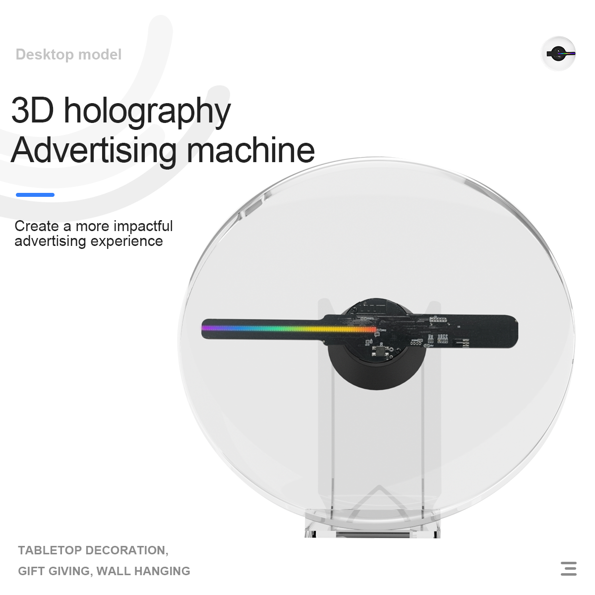 Projecteur holographique 3D intelligent à éclairage LED - 18 cm - Bureau