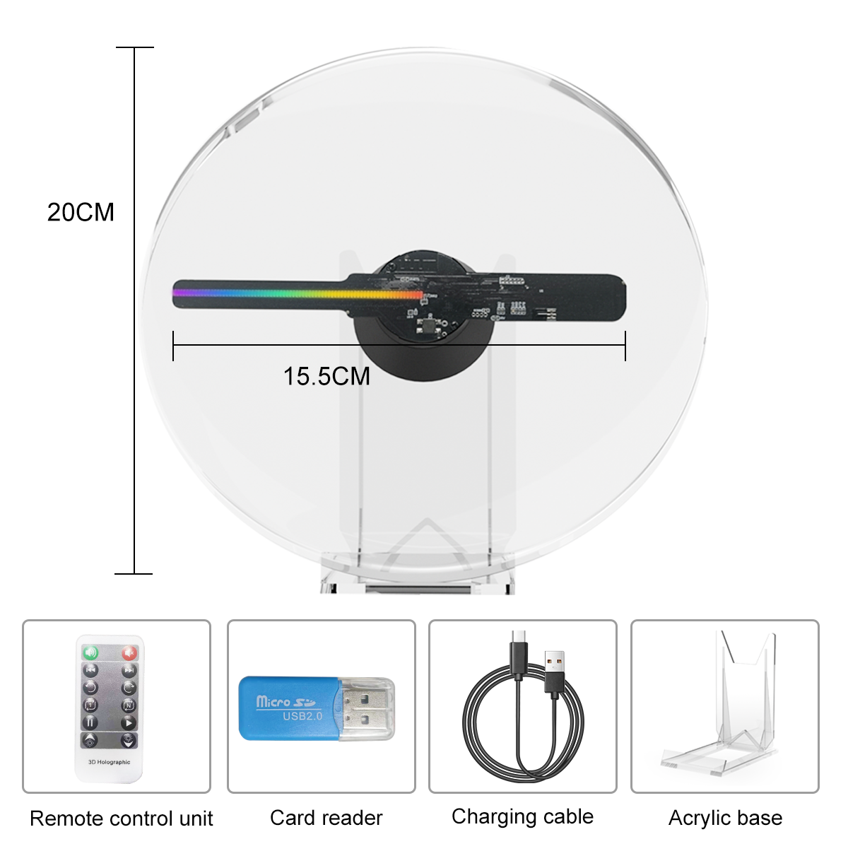 Projecteur holographique 3D intelligent à éclairage LED - 18 cm - Bureau