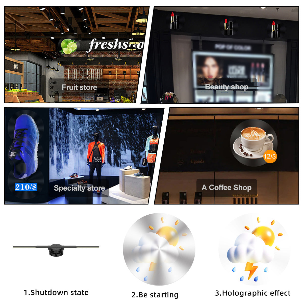 LED Lighting Smart 3D Hologram Fan - Projector - 45cm - 2000*704
