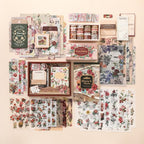 SIMNO® Bloemenpracht cadeauset: journalset, washi tape en sticker- en papiervellen uitgespreid